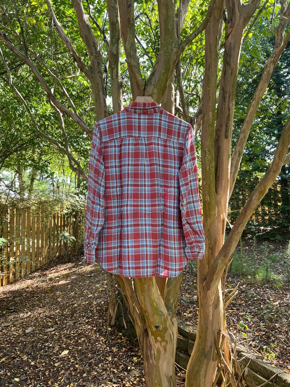 Mossimo Red & Blue Plaid Boyfriend Fit Long Sleeve Flannel Button Down Shirt XL - Picture 4 of 7